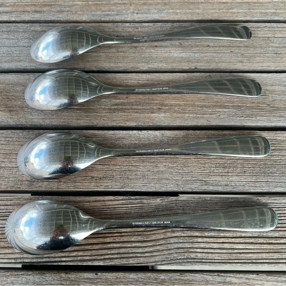 Yamazaki Haataja Japan Aquatique Stainless Steel 4-Piece Soup Spoon Set 8”